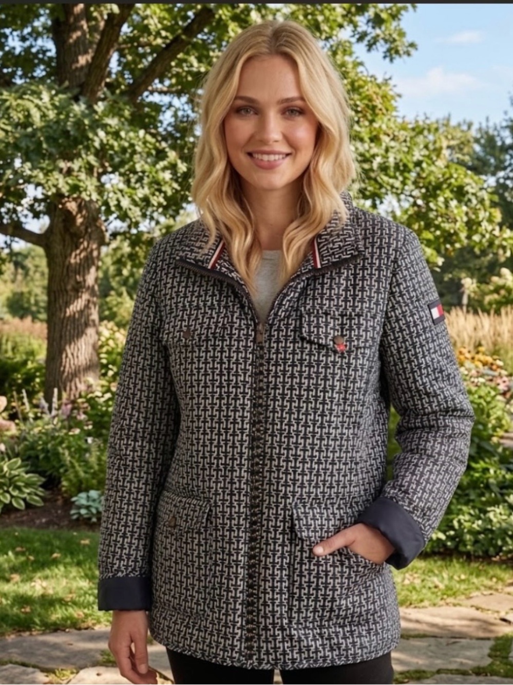 🔴 Tommy Hilfiger Women’s Monogram Quilted Jacket-XL